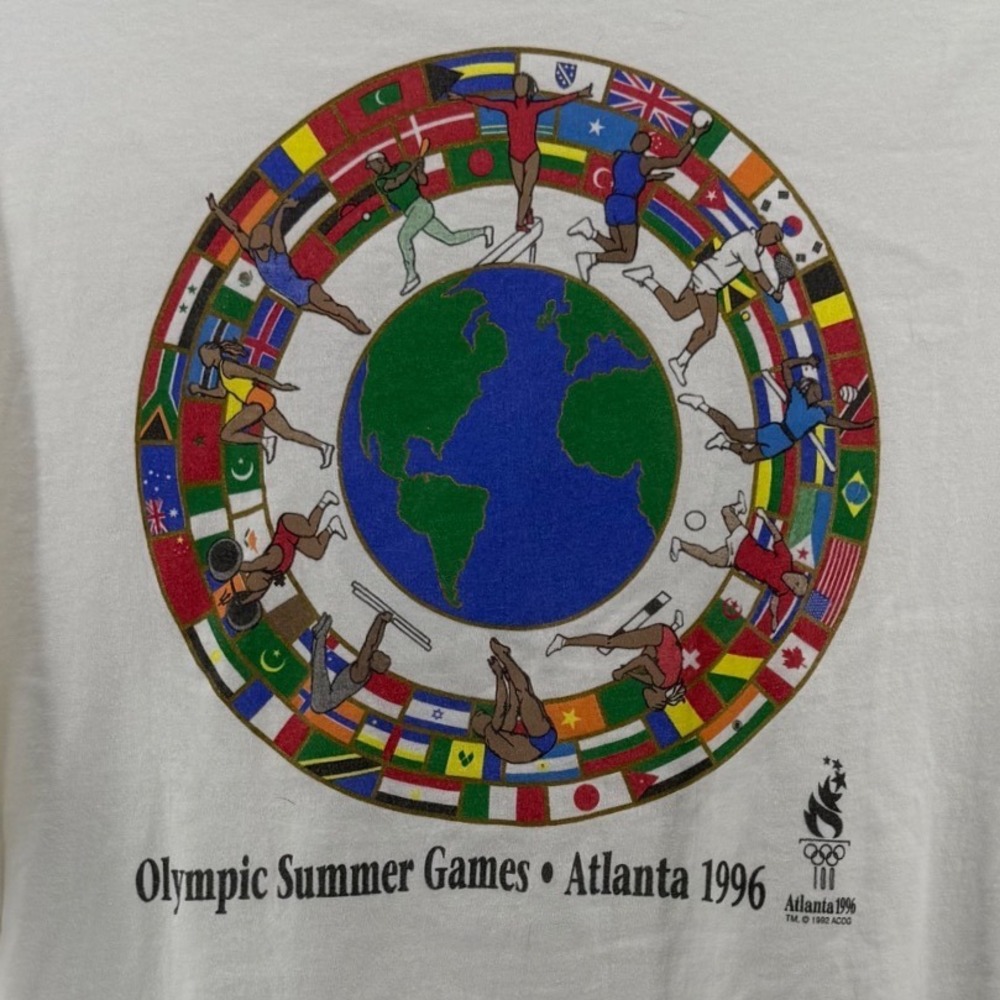 Vintage 1996 Atlanta Olympic Summer Games T-Shirt Hanes White 3XL USA Fabric